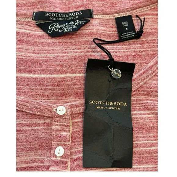 NEW Scotch & Soda Women’s Large Red Serafino Shirt With Rib Structure NWT - Picture 4 of 7